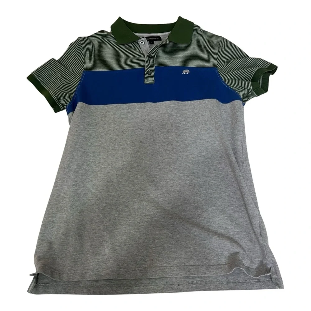 Banana Republic Men’s Polo - Green, Blue, Gray Collared Shirt Casual Classic